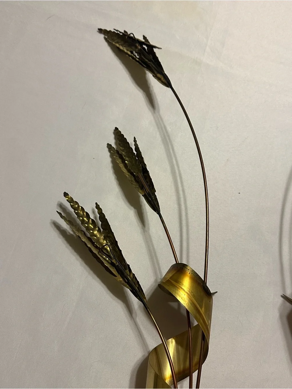 VINTAGE Home Interiors Gold / brass Wheat wall hanging 3 piece set